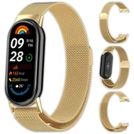 Akcesoria do smartwatchy - Bransoleta pasek opaska Milanese Vanfone ze stali nierdzewnej do Xiaomi Mi Smart Band 8/9, złoty - miniaturka - grafika 1