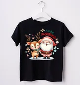 Koszulki dla dziewczynek - Koszulka ŚWIĄTECZNA DLA DZIECKA Z MIKOŁAJE I RENIFEREM - miniaturka - grafika 1