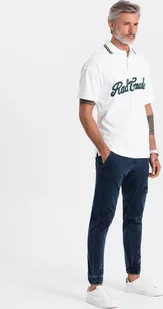 Ombre Spodnie męskie JOGGERY z kieszenią cargo - granatowe V3 OM-PADJ-0112 XL - Spodnie męskie - miniaturka - grafika 1