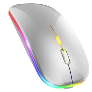Cicha Myszka slim mysz bezprzewodowa Alogy podświetlana LED RGB do laptopa tabletu Srebrna 14567X27 - Myszki - miniaturka - grafika 2