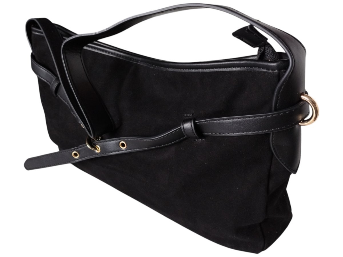 Torebka Damska Zamszowa, Modna Miejska Torba Shopper Na Ramię, Czarny