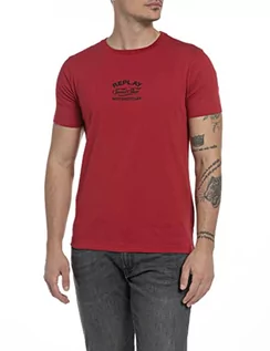 Koszulki męskie - Replay Męski T-shirt M6564B.000.2660, 665 Chili RED, M - grafika 1