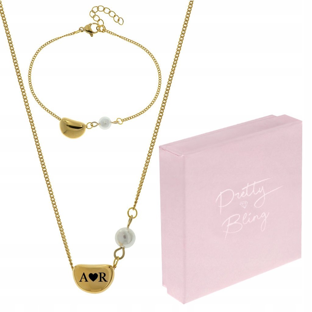 Komplet biżuterii stal chirurgiczna złoty naszyjnik bransoletka BLIMGART