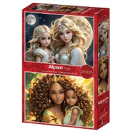 Puzzle - Puzzle 2x500 Matka i córka Księżyc i słońce - miniaturka - grafika 1