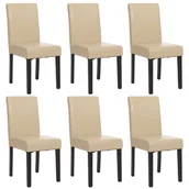 Krzesła - Zestaw 6 krzeseł do jadalni Krzesło kuchenne Littau ~ skóra, kremowy, ciemne nogi - miniaturka - grafika 1