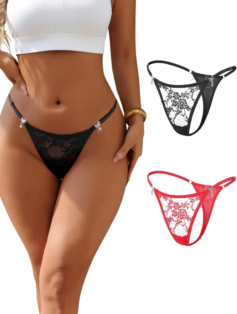 STRINGI DAMSKIE KORONKOWE MAJTKI NISKA TALIA ODDYCHAJĄCE THONG EROTYCZNE