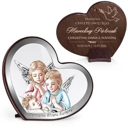 Obrazek w kształcie serca z nadrukiem Pamiątka na Chrzest - Pamiątka Chrztu Świętego - miniaturka - grafika 1