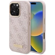 Etui i futerały do telefonów - Etui GUESS 4G Logo Plate MagSafe do Apple iPhone 16 Pro Max Różowy | Bezpłatny transport - miniaturka - grafika 1