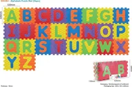 Maty edukacyjne - Ramiz Mata Sensoryczna z 26 Puzzli Alfabet dla dzieci 10m+ Wyjmowane litery + Pianka EVA + Różne faktury - miniaturka - grafika 1