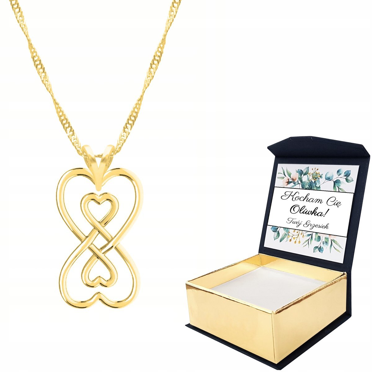 Naszyjnik złoty 925 Nieskończoność + WŁASNY NADRUK