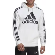 Bluzy męskie - Bluza adidas Essentials Fleece 3-Stripes Logo Hoodie HL2238 - biała - miniaturka - grafika 1