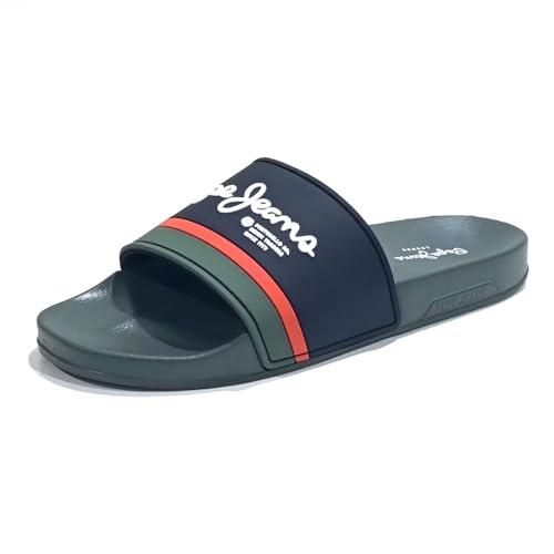 Pepe Jeans Męskie klapki Portobello M Slider, zielone (Khaki Green), 38 EU, Zielony Khaki Zielony, 12 UK