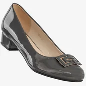 Czółenka - Czółenka Damskie Ekoskóra Buty Na Niskim Obcasie Szary Sergio Leone 1096 Szary 40 - miniaturka - grafika 1