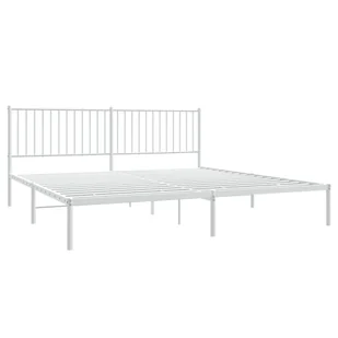 Metalowa rama łóżka z wezgłowiem, biała, 193x203 cm Lumarko! - Łóżka - miniaturka - grafika 5