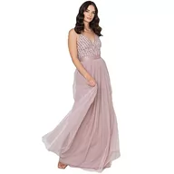 Sukienki - Maya Deluxe Damska sukienka maxi Maya bez rękawów w paski zdobiona sukienka maxi na studniówkę, matowy róż, 12 - miniaturka - grafika 1