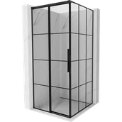 Kabiny prysznicowe - Mexen Rox kabina prysznicowa rozsuwana lewa 100 x 100 cm, czarna kratka, czarna - 8C2-100-100-70-77-L - miniaturka - grafika 1