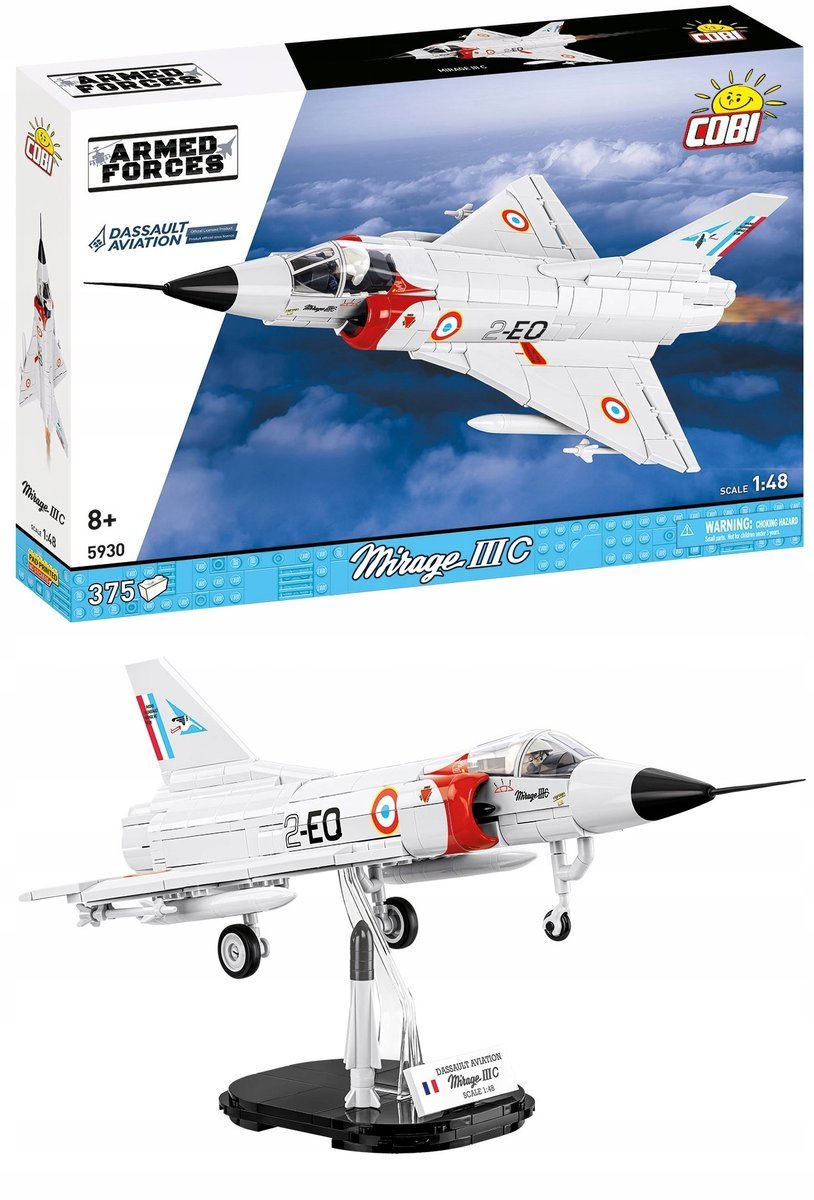 KLOCKI COBI 5930 Myśliwiec Francuski Mirage III C 375 El. samolot