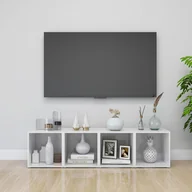 Szafki RTV - vidaXL Szafki pod TV, 4 szt., wysoki połysk, białe, 37x35x37 cm, płyta - miniaturka - grafika 1