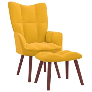 vidaXL Fotel z podnóżkiem musztardowy obity aksamitem 328069 - Fotele - miniaturka - grafika 1