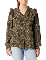 Bluzki damskie - DreiMaster Vintage Damska bluzka z długim rękawem Bridgeport 37324878, oliwkowa wielokolorowa, L, Biała rdza, L - miniaturka - grafika 1