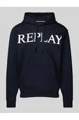 Bluzy męskie - Bluza z kapturem z nadrukiem z logo - Replay - miniaturka - grafika 1