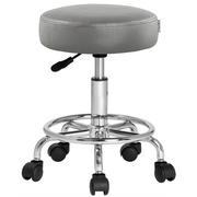 Fotele i krzesła biurowe - Taboret obrotowy Szary Imitacja Skóry 360° Z Podnóżkiem - miniaturka - grafika 1