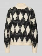 Swetry damskie - Sweter o kroju oversized z dodatkiem wełny z alpaki model ‘Omhu’ - miniaturka - grafika 1