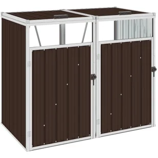 vidaXL Osłona na 2 kosze na śmieci, brązowa, 143x81x121 cm, stalowa vidaXL - Kosze na śmieci - miniaturka - grafika 1