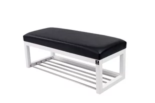 Ławka na buty LPG-4 60cm EMRAWOOD drewno lite kolor biały siedzisko gładkie ekoskóra kolor czarny - Ławki do przedpokoju Ławka na buty LPG-4 60cm EMRAWOOD drewno lite kolor biały siedzisko gładkie ekoskóra kolor czarny - Ławki do przedpokoju - miniaturka - grafika 1