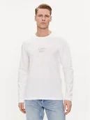 Koszulki męskie - Calvin Klein Longsleeve Line Logo K10K112483 Biały Regular Fit - miniaturka - grafika 1