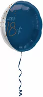 Urodziny dla dorosłych - Balon foliowy granatowy Happy 18th - 45 cm - 1 szt. - miniaturka - grafika 1