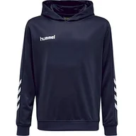 Bluzy męskie - Hummel Męska bluza z kapturem Hmlpromo Poly Hoodie niebieski niebieski (Bleu Marine) S - miniaturka - grafika 1