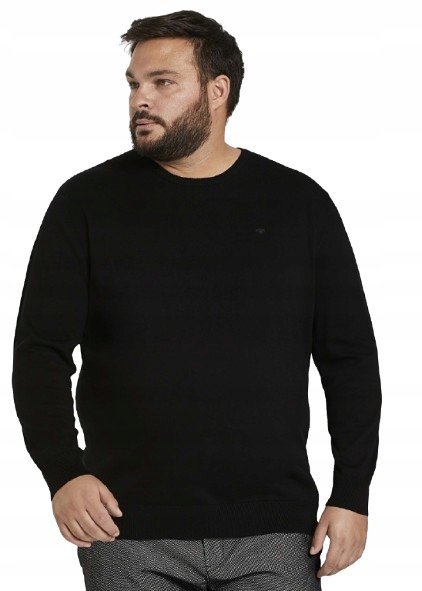 TOM TAILOR SWETER MĘSKI CZARNY CASUAL DŁUGI RĘKAW 4XL J9A