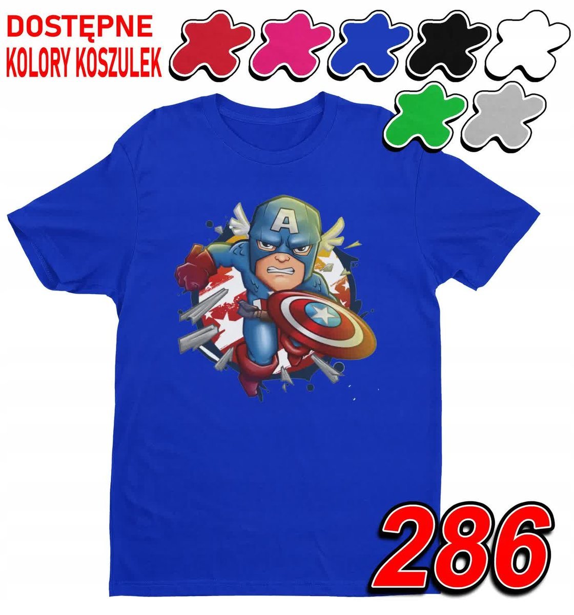 Dziecięca Koszulka T-Shirt Z Nadrukiem Kapitan Ameryka - L 146-152