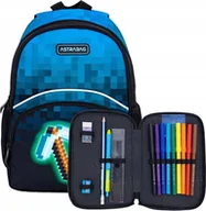 Plecaki - Plecak dla dzieci mały wycieczkowy Astra Blue Pixel do przedszkola +piórnik - miniaturka - grafika 1