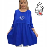 Bluzki damskie - TUNIKA BLUZKA SERCE BAWEŁNA sukienka luźna ciążowa dla mamy 50 52 5XL 3096 - miniaturka - grafika 1
