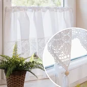 Firany - Bawełniana gotowa zazdrostka z ażurem, Rachela, kolor biały, oferowana w rozmiarze: 100x75 cm - miniaturka - grafika 1
