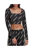 Bluzki damskie - Koszulka damska Adidas Long Sleeve Crop sportowa z długim rękawem -S - miniaturka - grafika 1