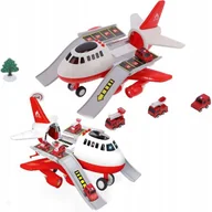 Samoloty i helikoptery - Rozkładany Samolot Transporter Straż auta znaki światło dźwięk - miniaturka - grafika 1