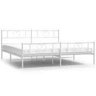 Łóżka - Metalowa rama łóżka z wezgłowiem i zanóżkiem, biała, 180x200 cm Lumarko! - miniaturka - grafika 1