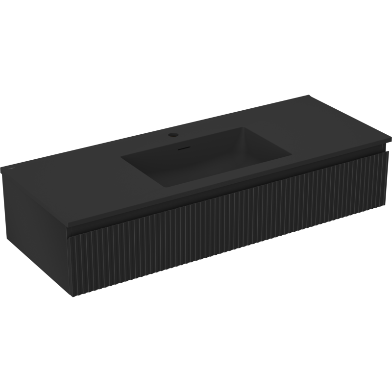 Mexen Rivel szafka łazienkowa 120 cm z umywalką Otis, 1 szuflada, ryflowana , czarna mat - 91A20-12023-1-BF71-W18M71