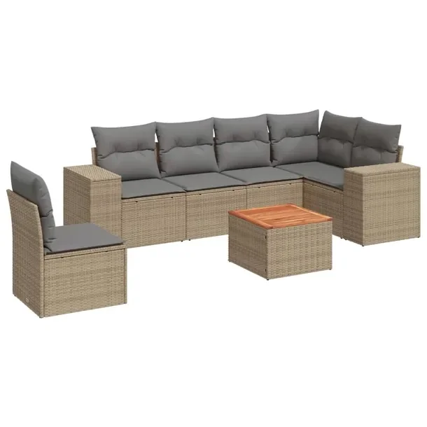 Zestaw mebli ogrodowych modułowych beżowy rattan PE 62 x 62 x 69 cm