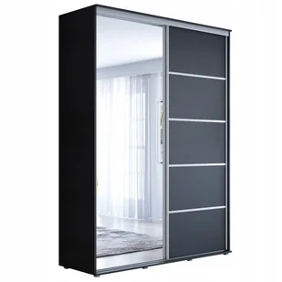 Szafa przesuwna KP-Meble MAJA 1 ALU 140 x 242 x 61 cm czarny mat, lustro - Szafy Szafa przesuwna KP-Meble MAJA 1 ALU 140 x 242 x 61 cm czarny mat, lustro - Szafy - miniaturka - grafika 1