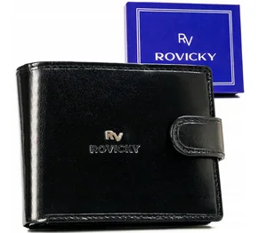 Duży, skórzany portfel męski na zatrzask - Rovicky - Portfele - miniaturka - grafika 1