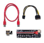 Kontrolery - Qoltec Karta rozszerzeń Riser Qoltec PCI-E 1x-16x USB 3.0 ver.009S Plus SATA/PCI-E 6pin 55508 - miniaturka - grafika 1