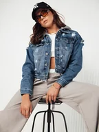 Kurtki damskie - Kurtka damska jeansowa BOOST niebieska TY1242z-XL - miniaturka - grafika 1
