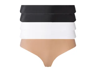 esmara® Stringi damskie cięte laserowo, 5 par (L (44-46), Czarny/beżowy/biały) - Majtki damskie - miniaturka - grafika 1