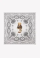 Apaszki i szaliki damskie - Mała apaszka damska jedwabna biała z misiem 53 cm x 53 cm - miniaturka - grafika 1