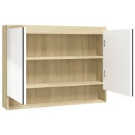 Toaletki - vidaXL Lumarko Szafka łazienkowa z lustrem, 80x15x60 cm, MDF, biel i dąb 331537 - miniaturka - grafika 1