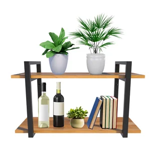 Półka na Ścianę Wisząca 60 cm Loft Dąb Złoty Regał Nowoczesna Ścienna - Półki do salonu - miniaturka - grafika 1